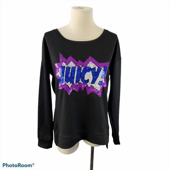 JUICY COUTURE Black Polyester‎ Sequin Logo Sweater - Picture 8 of 8